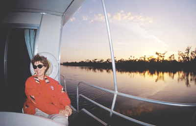 Houseboat at sunset